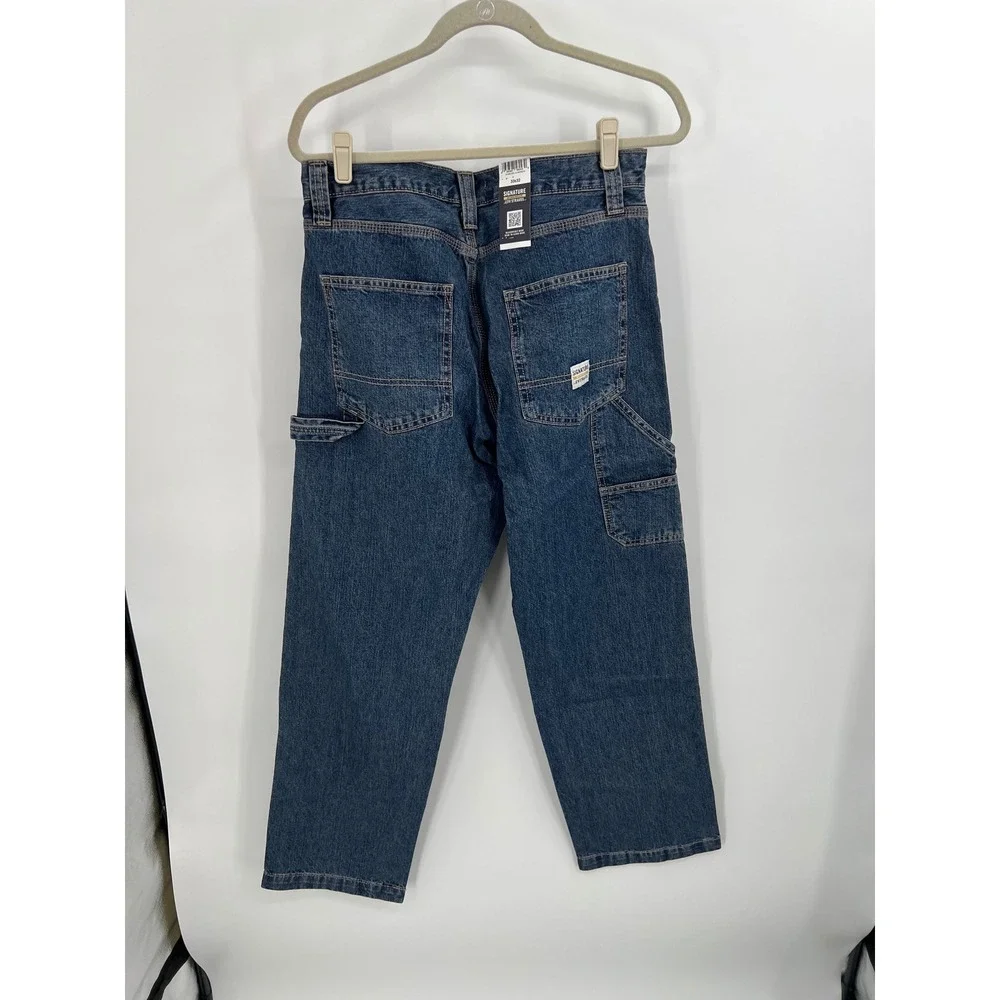 Signature by Levi Strauss Mens Carpenter Jeans Blue Denim Workwear 33x32